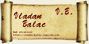 Vladan Balać vizit kartica